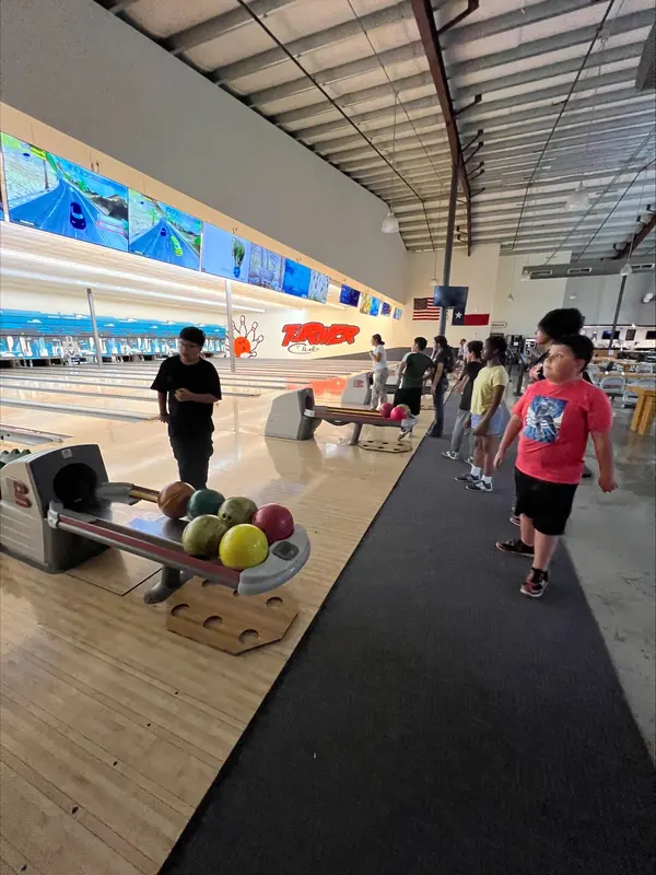 Summer campers at the bowling lanes